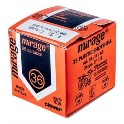 Caixa de cartuchos Mirage calibre 36 de cor laranja e preta