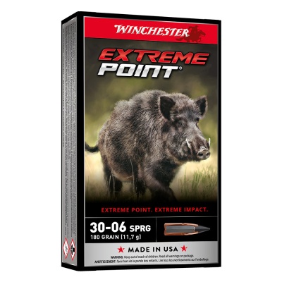 Embalagem de munição Winchester Extreme Point calibre 30-06 SPRG com desenho de javali