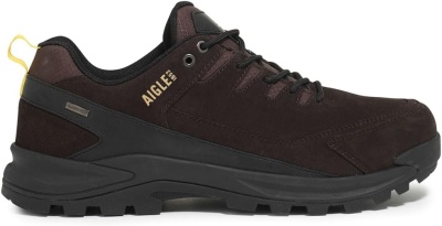 ténis de caminhada preto AIGLE com sola preta e detalhes amarelos