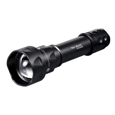 Lanterna táctica preta de metal com lente convexa