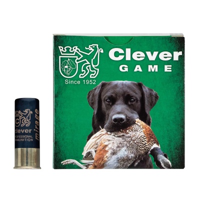 Caixa de munição Clever Game com cão preto e munição calibre 12