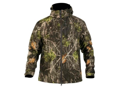 Casaco camuflado com capuz e fecho de correr