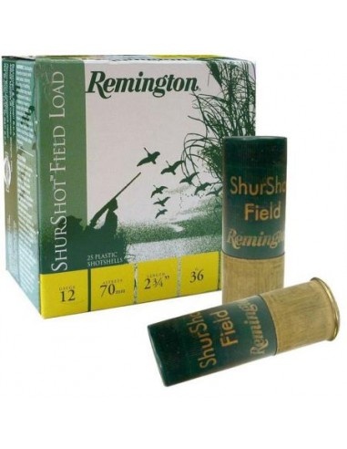Cartuchos Remington ShurShot Field Load calibre 12 com embalagem verde e amarelo