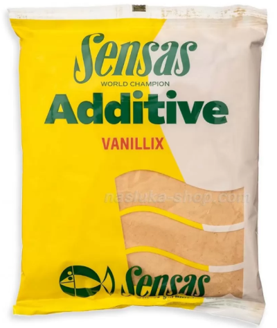 Pacote Sensas Additive Vanillix amarelo e branco com pó visível