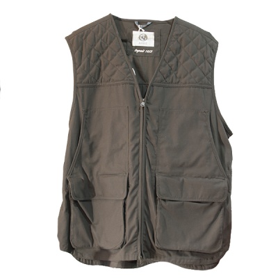 Colete castanho com fecho de correr e bolsos grandes