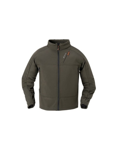 Casaco verde militar com fecho zip e gola alta