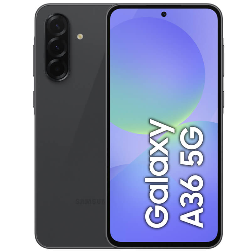 Samsung Galaxy A36 5G Smartphone Samsung Galaxy A36 5G preto visto de frente e costas