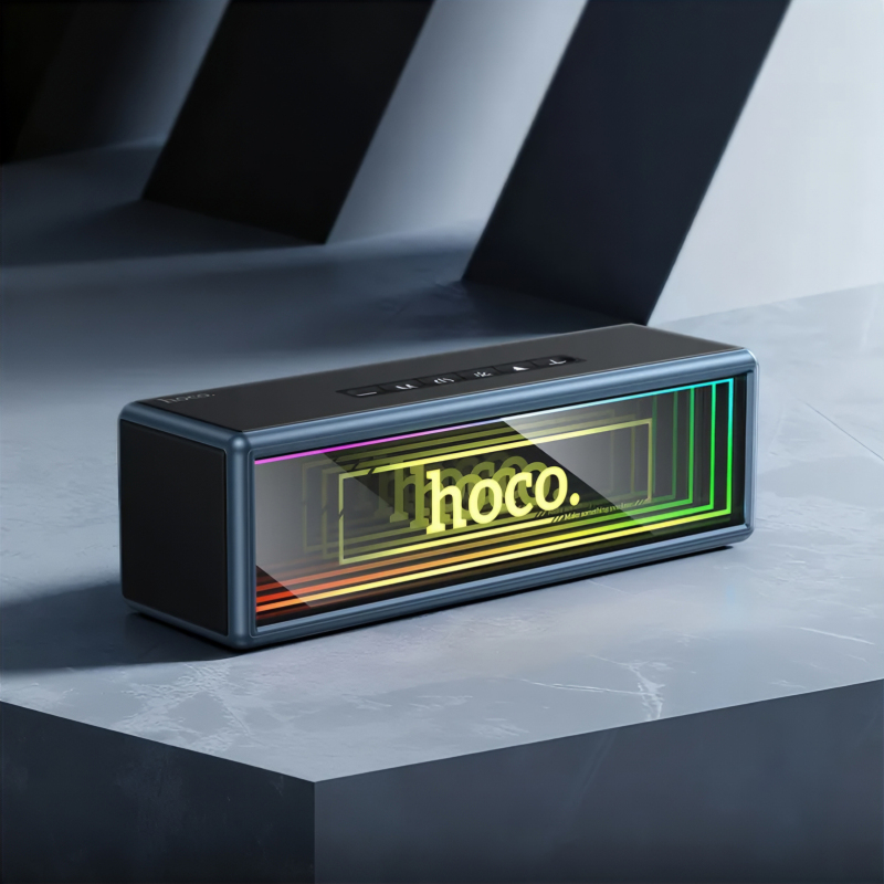 Coluna Som Hoco HC40 Coluna portátil preta com ecrã digital colorido e texto hoco.