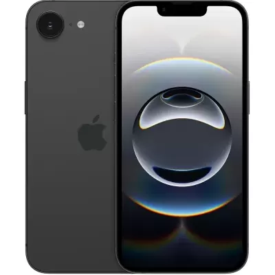 Smartphone preto com ecrã frontal ligado e câmara traseira única