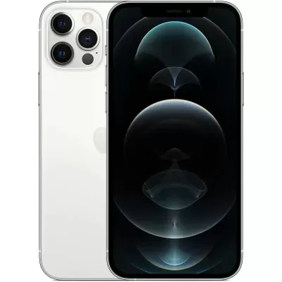 Smartphone branco com ecrã preto e três câmaras circulares na traseira.