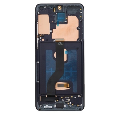 Parte interna traseira de smartphone com componentes eletrónicos expostos