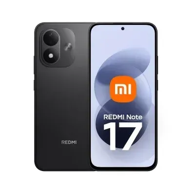 Smartphone Redmi Note 17 preto com ecrã e câmaras visíveis