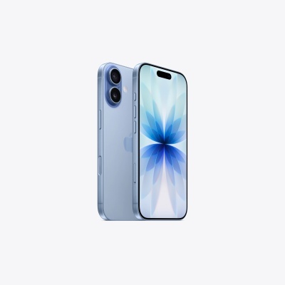 Smartphone azul claro com ecrã frontal e duas câmaras na parte traseira