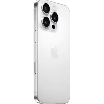 Smartphone Apple iPhone branco com três câmaras traseiras e botão lateral
