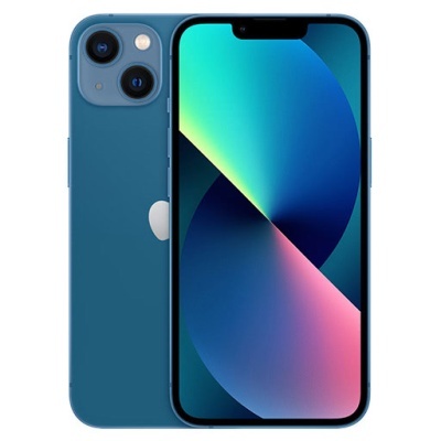 Smartphone azul com ecrã frontal colorido e duas câmaras na traseira
