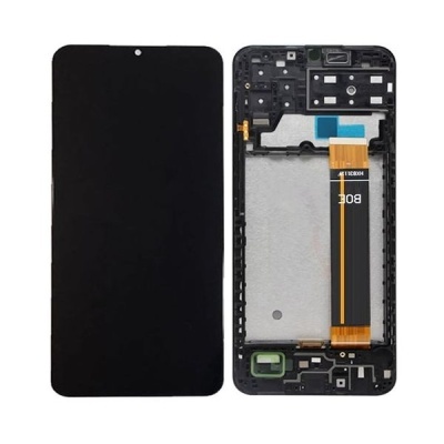 Display e estrutura interna de smartphone com fita flexível laranja e ecrã preto