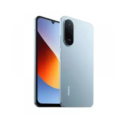 Smartphone prateado Redmi com câmara dupla e ecrã com notch