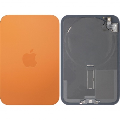 Módulos Apple laranja e cinzento escuro lado a lado