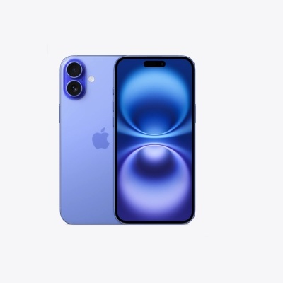 smartphone Apple iPhone azul visto de frente e costas