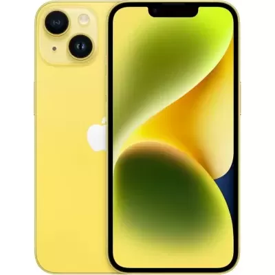 Smartphone amarelo com ecrã grande e duas câmaras traseiras