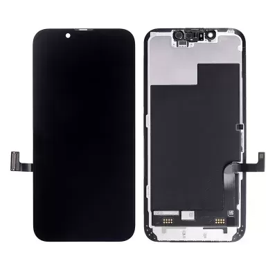 Ecrã tátil de smartphone preto com componentes eletrónicos visíveis