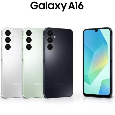 smartphones Samsung Galaxy A16 em várias cores e vista do ecrã