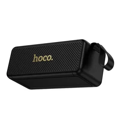 Coluna portátil preta com logótipo hoco.