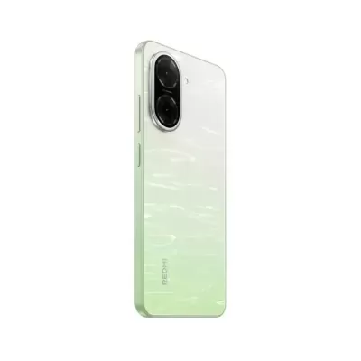 Smartphone Redmi degradê verde claro para branco com duas câmeras traseiras grandes