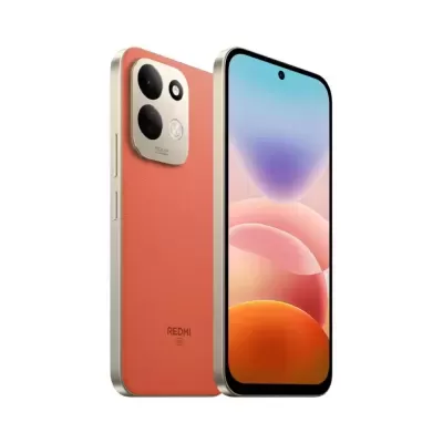 Smartphone laranja com ecrã grande e câmara dupla