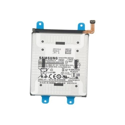 Bateria Samsung Li-ion branca com etiquetas e conexões azuis