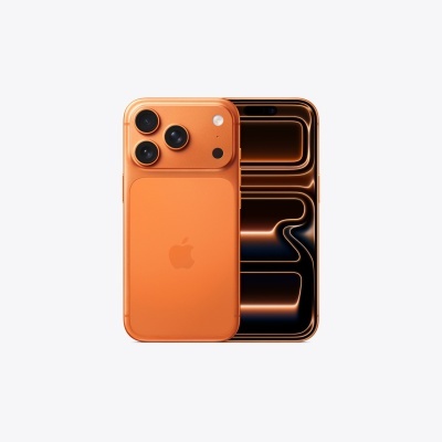 Smartphone Apple iPhone Pro laranja de frente e de trás