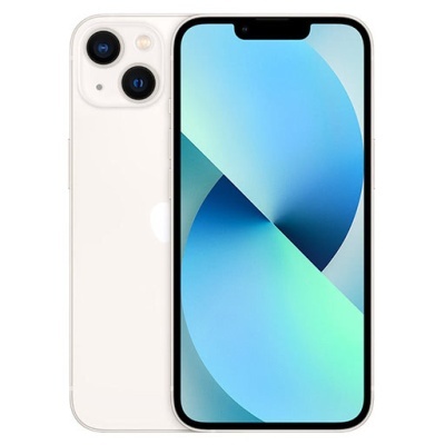 Smartphone branco com ecrã azul e duas câmaras traseiras