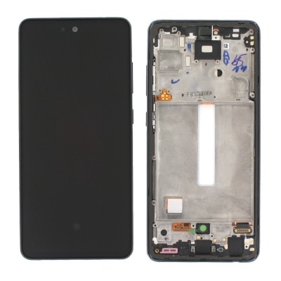 Smartphone preto e sua estrutura interna exposta lado a lado num fundo branco