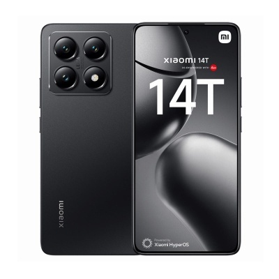 Smartphone Xiaomi 14T preto com três câmaras traseiras