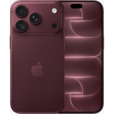 Smartphone roxo fosco com três câmaras e logotipo da Apple.