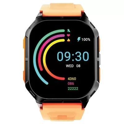 Relógio inteligente com ecrã digital colorido e bracelete laranja