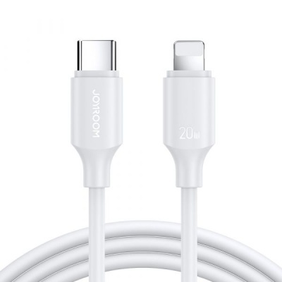 Cabo branco USB-C para Lightning com marcações JOYROOM e 20W