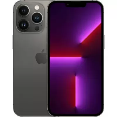 iPhone 13 Pro cinza escuro com ecrã frontal e câmara tripla