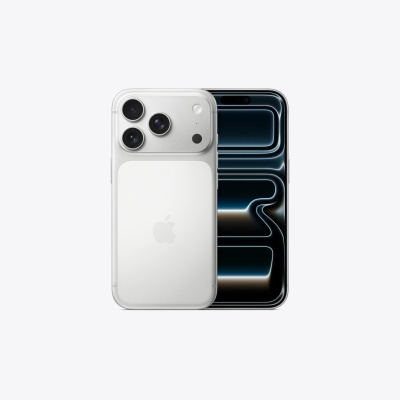 Smartphone Apple iPhone branco e preto com três câmaras traseiras e ecrã frontal ligado