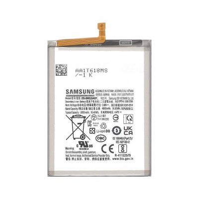 Bateria recarregável Samsung cinza com etiqueta técnica branca
