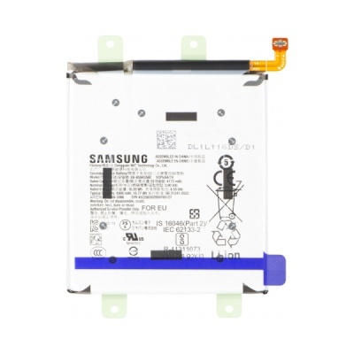 Bateria branca Samsung para dispositivo móvel com conector laranja e fita azul