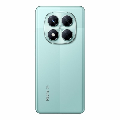 Smartphone Redmi 5G verde água com quatro lentes na câmara traseira