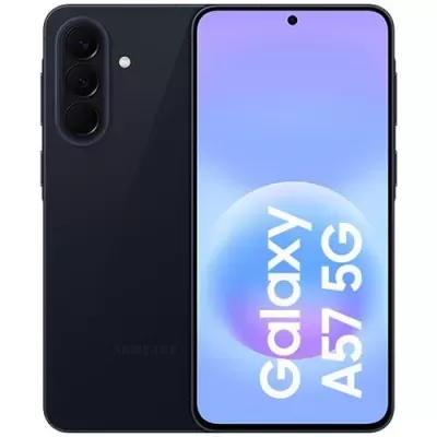 Smartphone Samsung Galaxy A57 5G preto com ecrã frontal e câmara tripla