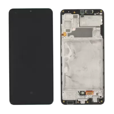 Ecrã táctil de smartphone preto ao lado do quadro interno com componentes visíveis