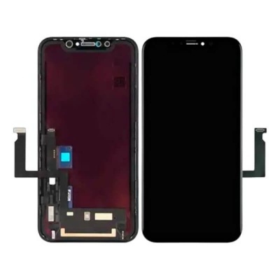 Ecrãs frontais e traseiros de smartphone com componentes internos e flexíveis de conexão
