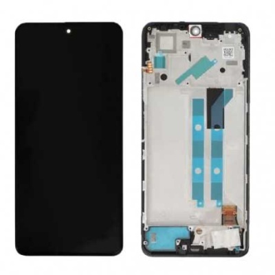 Ecrã táctil preto e quadro interno de smartphone com componentes expostos