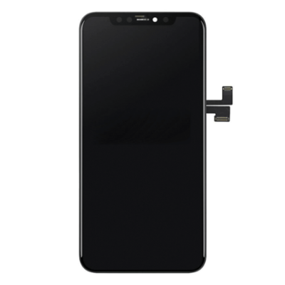 Ecrã táctil preto para smartphone com moldura fina e cabos flexíveis laterais