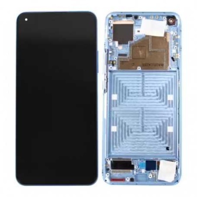 Smartphone dividido com ecrã preto e estrutura interna exposta