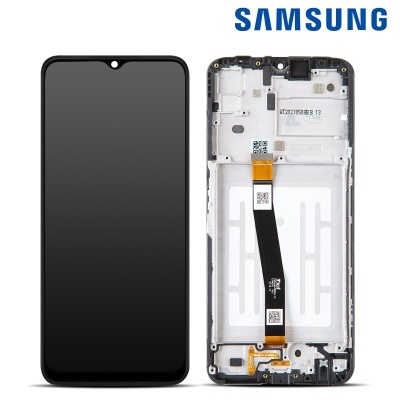 Telefone móvel Samsung desmontado com ecrã preto e componentes internos visíveis