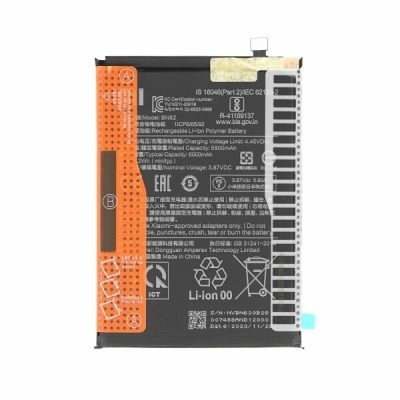 Bateria recarregável de polímero de lítio Xiaomi BN62 com texto informativo